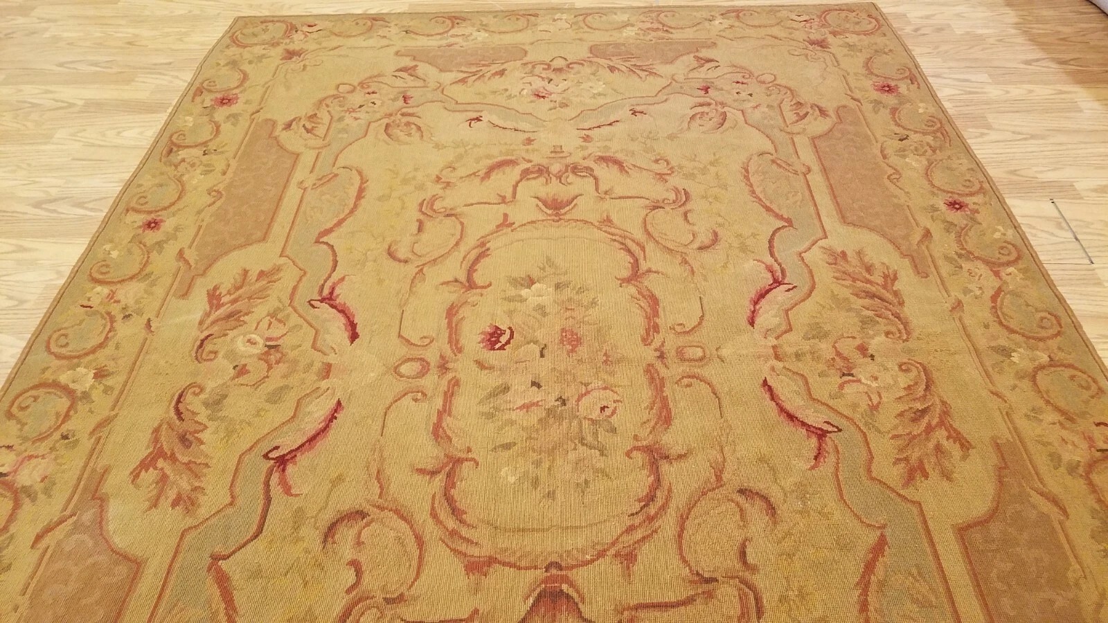 6 x 9 Hand woven French Aubusson Weave 100% wool Area rug
