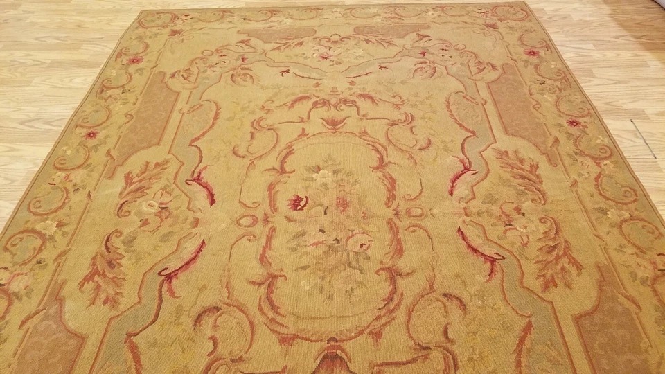6 x 9 Hand woven French Aubusson Weave 100% wool Area rug