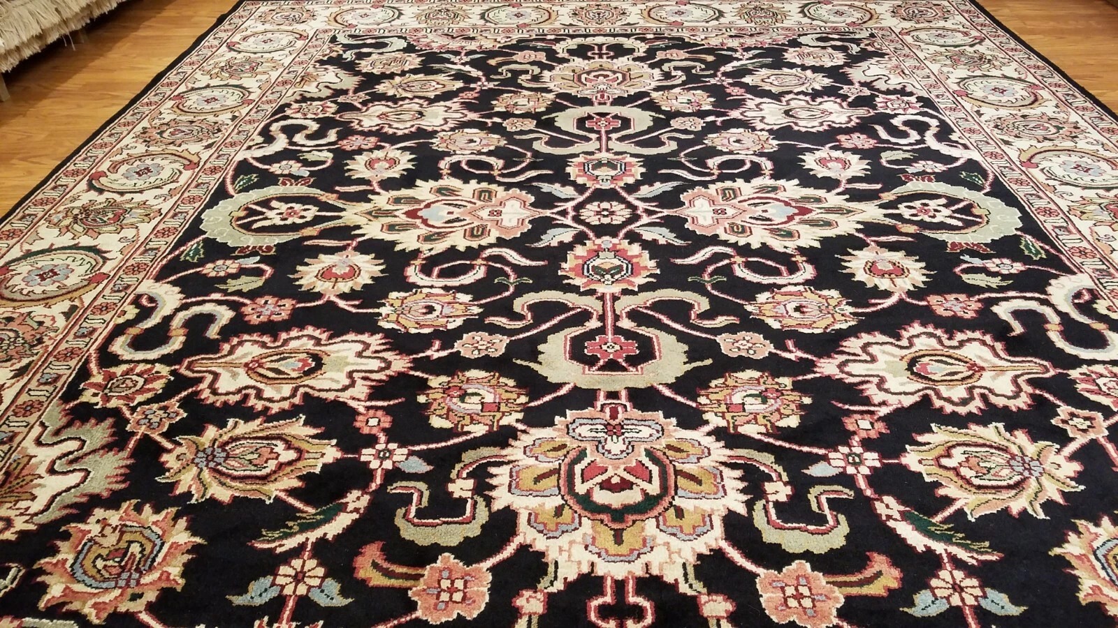 8 x 10 Black Indo All Over Hand Knotted Wool Oriental Rug