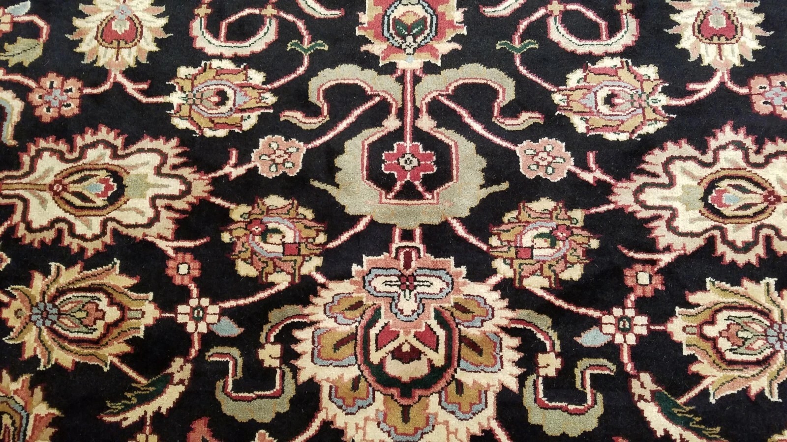 8 x 10 Black Indo All Over Hand Knotted Wool Oriental Rug