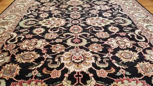 8 x 10 Black Indo All Over Hand Knotted Wool Oriental Rug