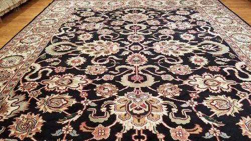 8 x 10 Black Indo All Over Hand Knotted Wool Oriental Rug