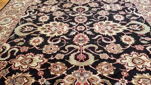 8 x 10 Black Indo All Over Hand Knotted Wool Oriental Rug
