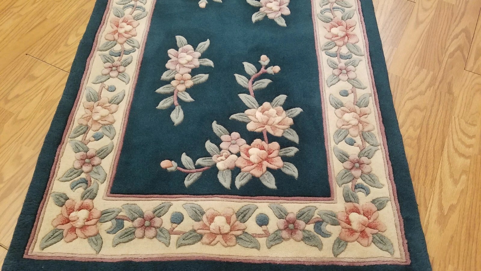 3 x 5 Emerald Green Hand Knotted French Aubusson 90L Wool