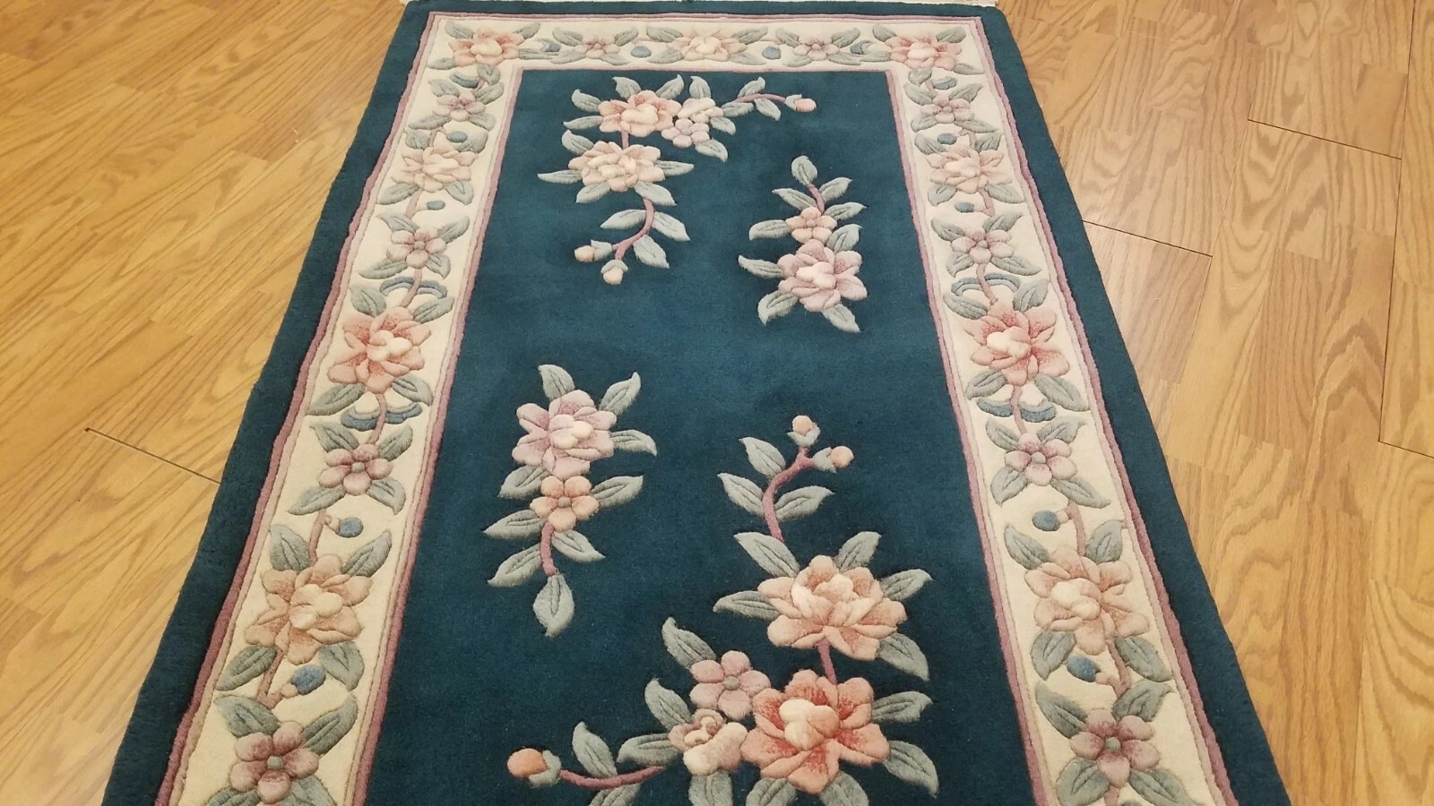 3 x 5 Emerald Green Hand Knotted French Aubusson 90L Wool