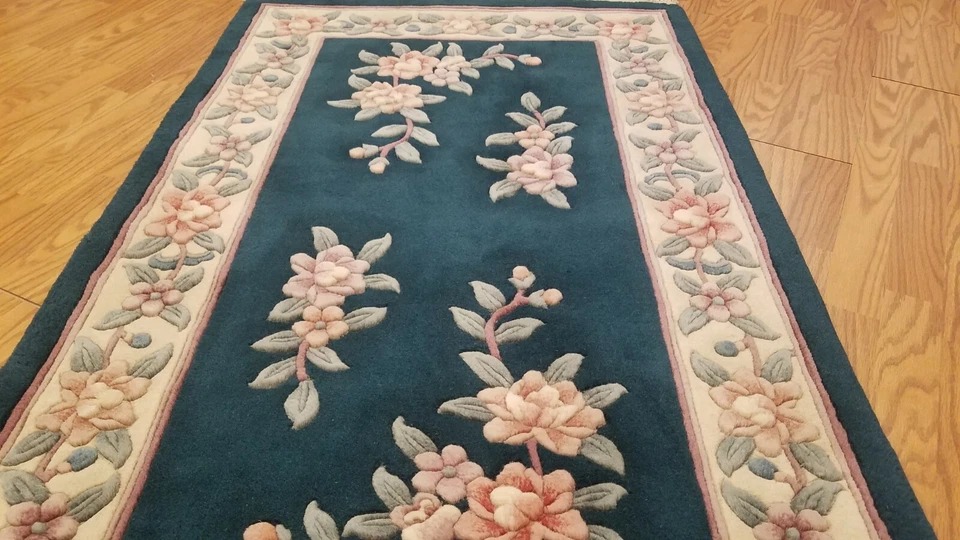 3 x 5 Emerald Green Hand Knotted French Aubusson 90L Wool