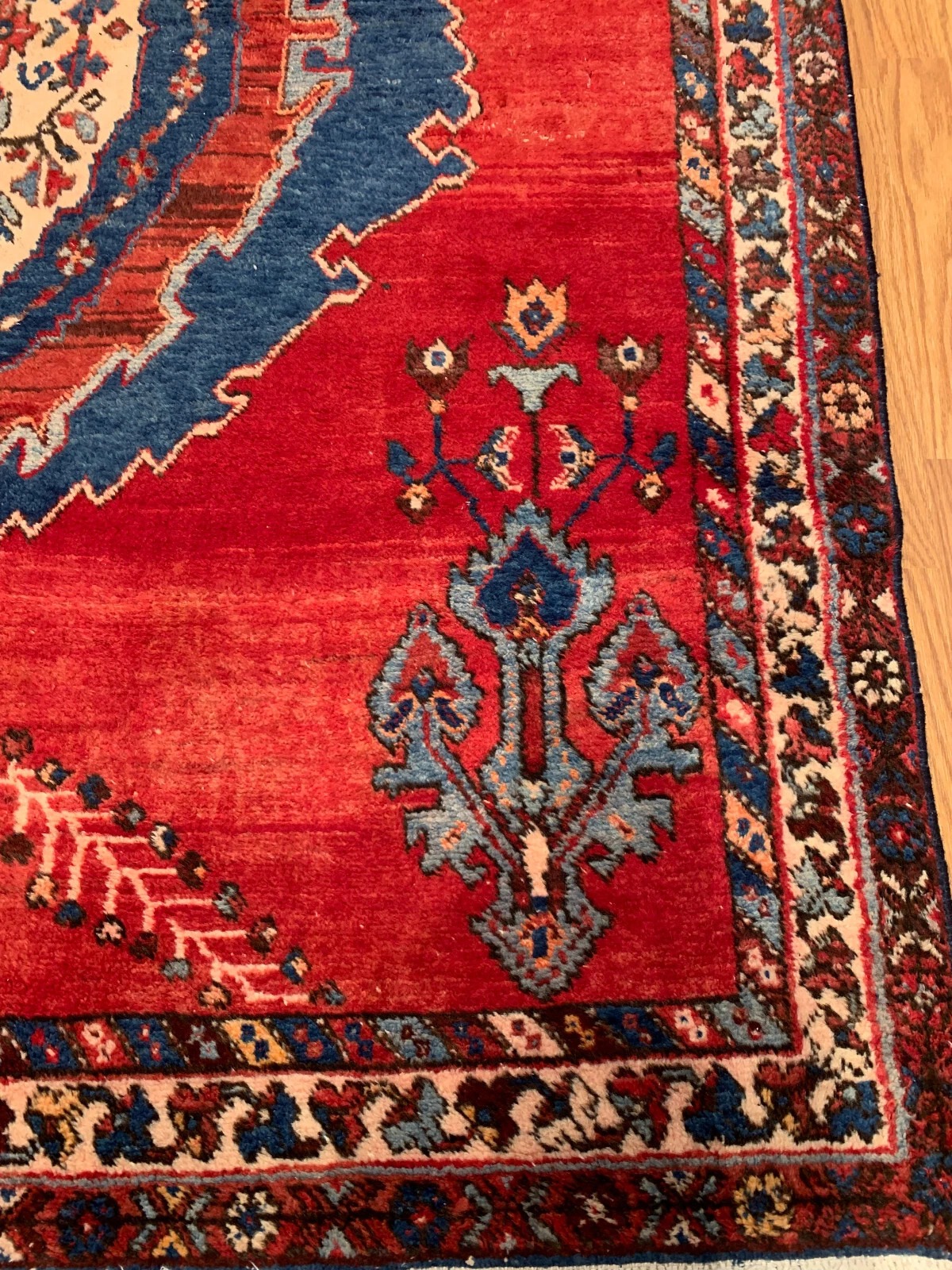 5.2 X 8.3 Vintage Tribal Red Hand Knotted 100% Wool Vegetable Dye Rug