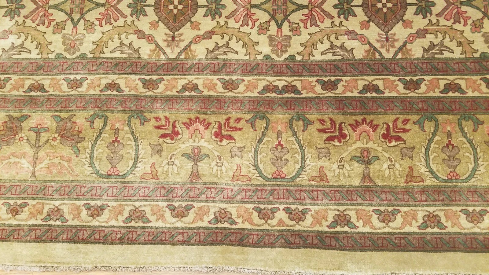 9 x 12 Ivory Top Quality Vegetable Dye Hand Knotted Wool Oriental Rug