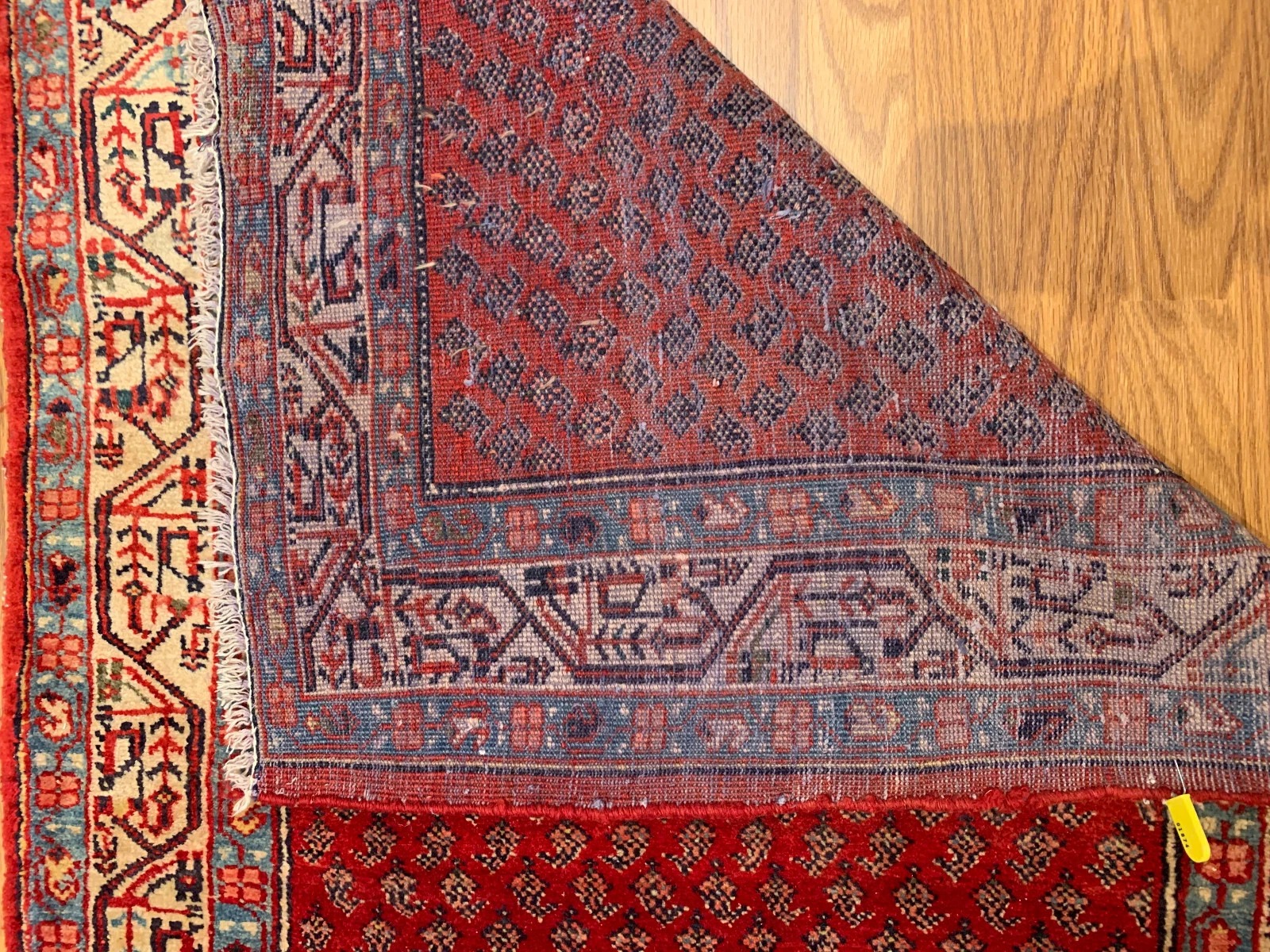 3.5x 7 Vintage Tribal Geometric Red 100% Wool Rug Vegetable Dye Rug