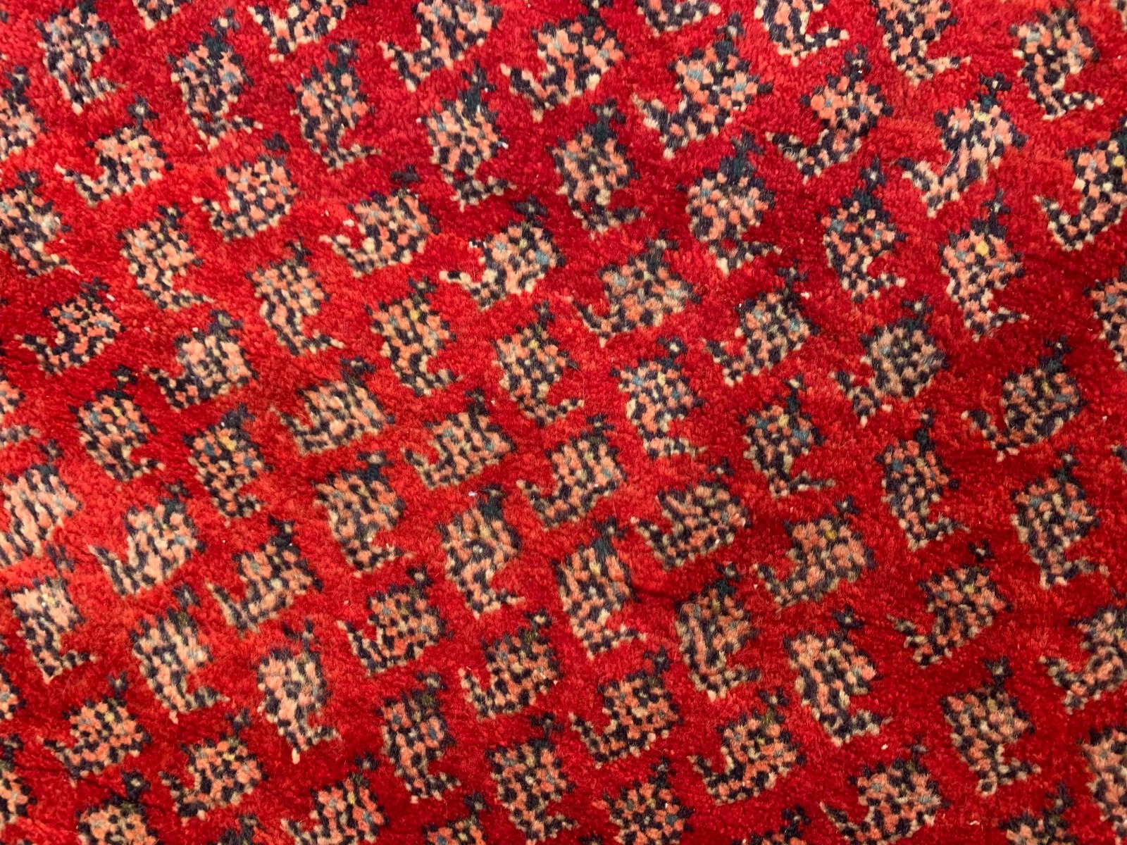3.5x 7 Vintage Tribal Geometric Red 100% Wool Rug Vegetable Dye Rug