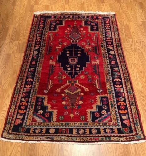 4.4 x 7 Vintage Tribal 100% Wool Hand Knotted Vegetable Dye Area Rug