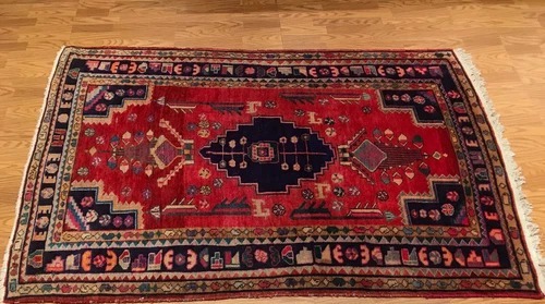 4.4 x 7 Vintage Tribal 100% Wool Hand Knotted Vegetable Dye Area Rug