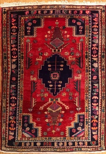 4.4 x 7 Vintage Tribal 100% Wool Hand Knotted Vegetable Dye Area Rug