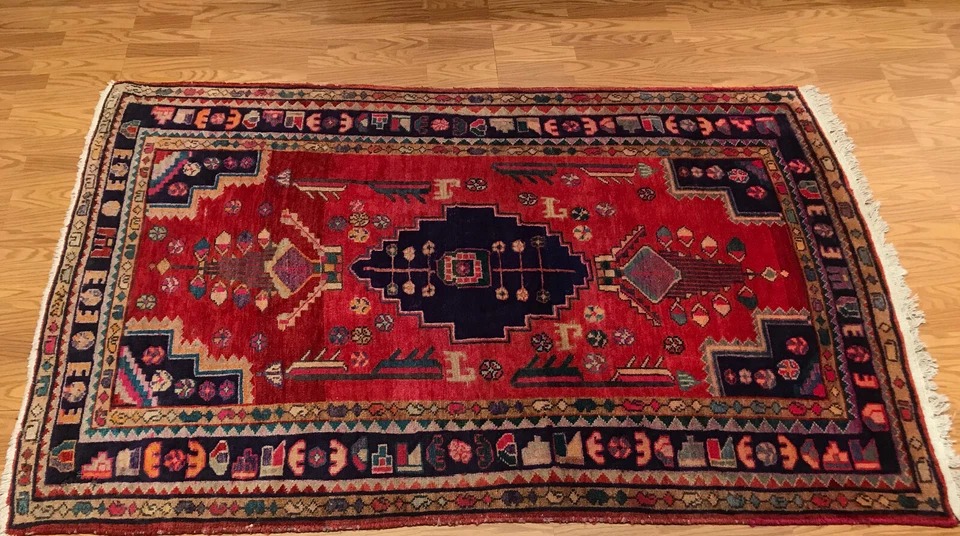 4.4 x 7 Vintage Tribal 100% Wool Hand Knotted Vegetable Dye Area Rug