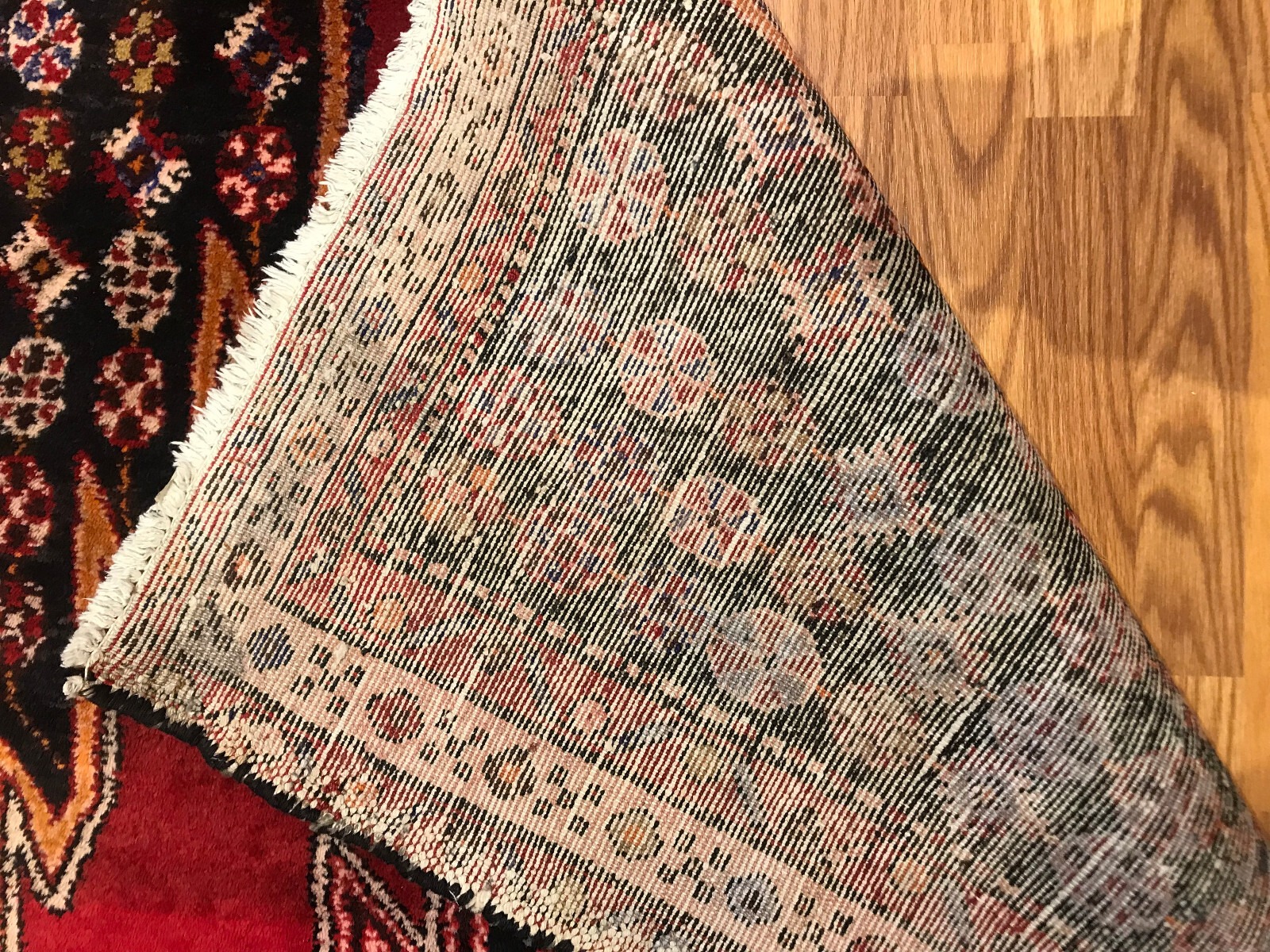4.4 x 6.9 Vintage Tribal Geometric Navy 100% Wool Vegetable Dye Rug