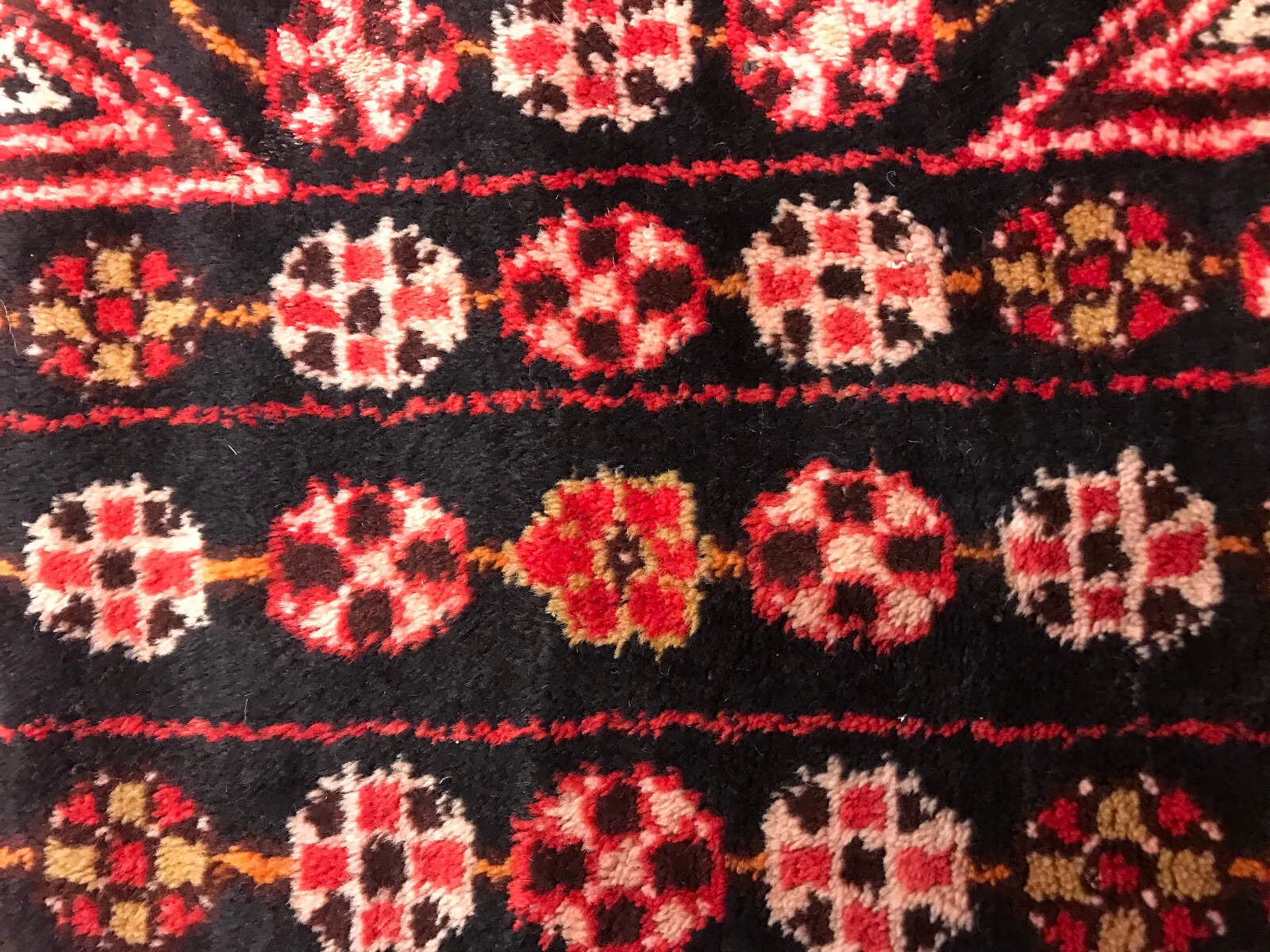 4.4 x 6.9 Vintage Tribal Geometric Navy 100% Wool Vegetable Dye Rug