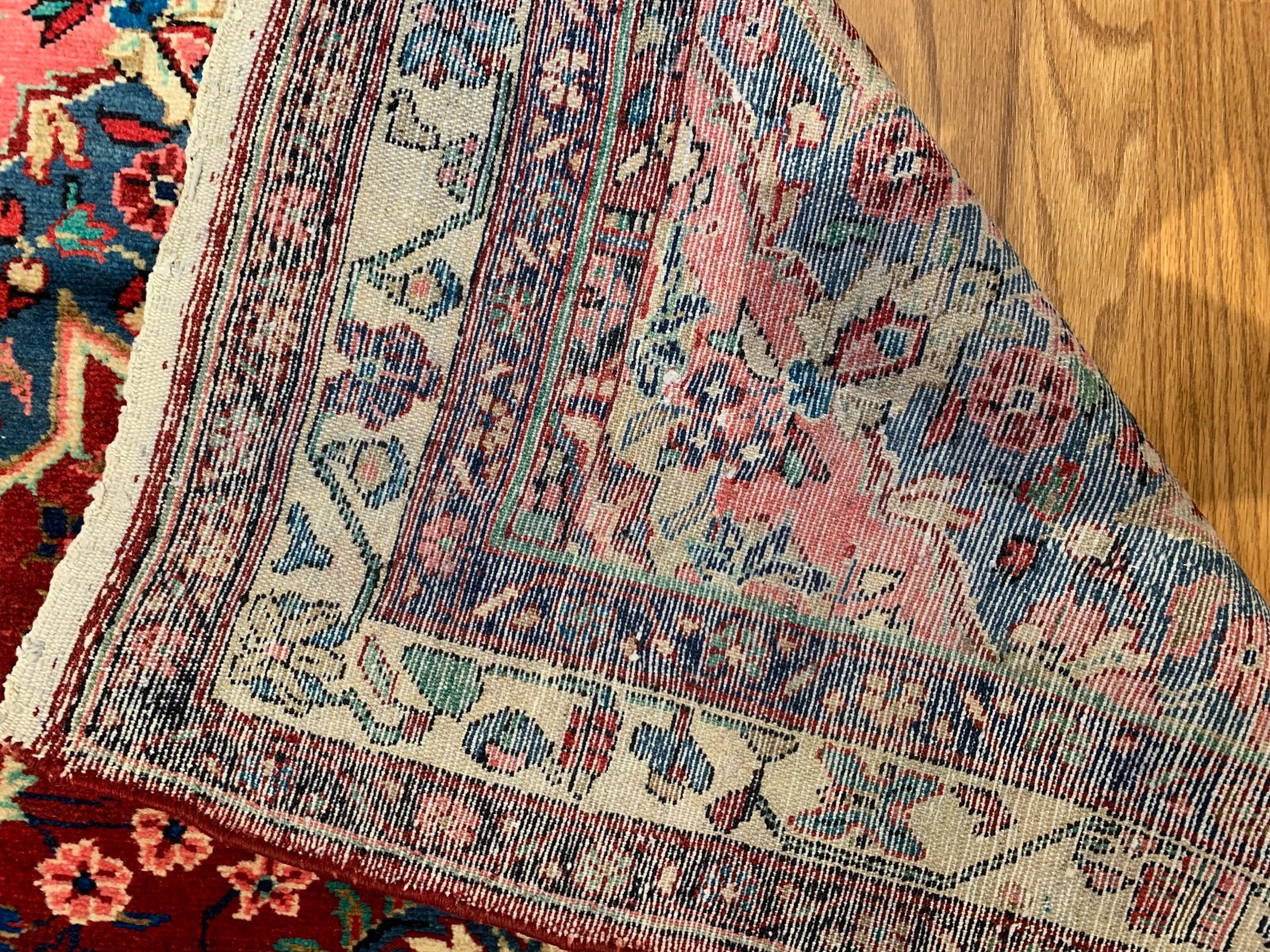 4.2 x 6.9 ft Vintage Tribal Floral Red 100% Wool Vegetable Dye Rug