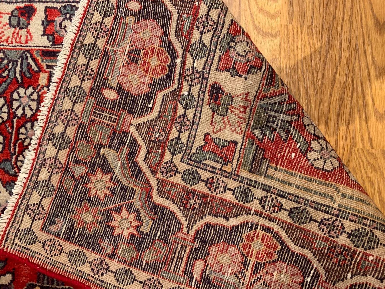 4.3 x 6.9 Semi Antique Tribal Floral Red 100% Wool Rug Vegetable Dye Rug