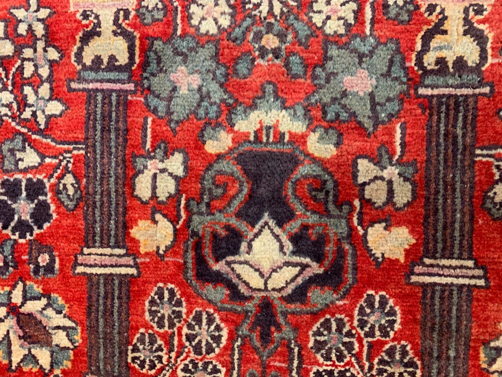 4.3 x 6.9 Semi Antique Tribal Floral Red 100% Wool Rug Vegetable Dye Rug