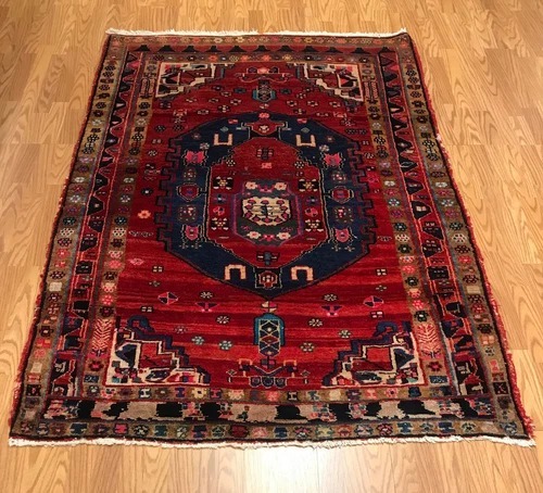 4.10 x 6.10 Vintage Tribal 100% Wool Hand Knotted Vegetable Dye Area Rug