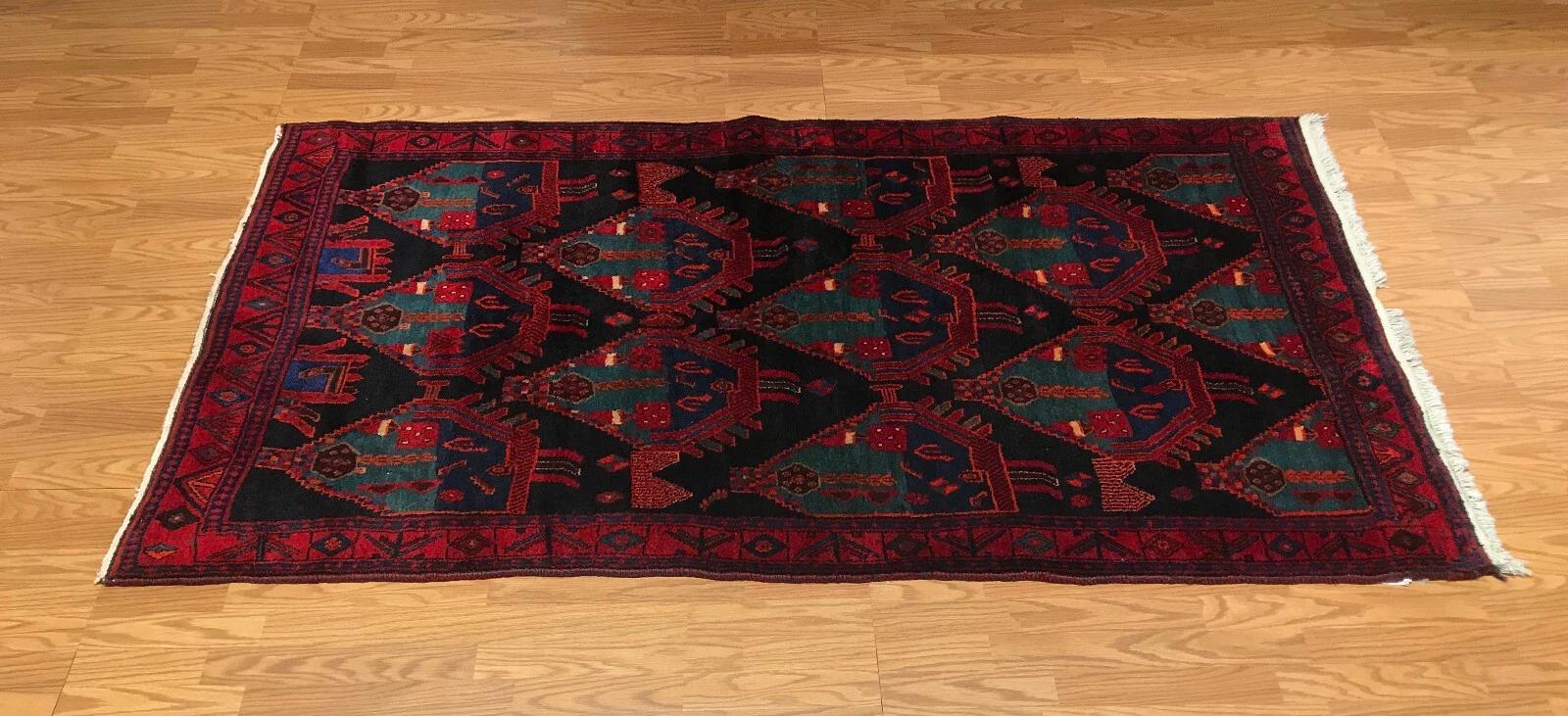 4.3 x 7.3 Vintage Tribal 100% Wool Hand Knotted Vegetable Dye Area Rug