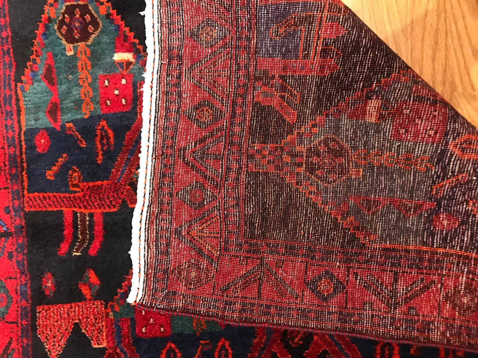 4.3 x 7.3 Vintage Tribal 100% Wool Hand Knotted Vegetable Dye Area Rug
