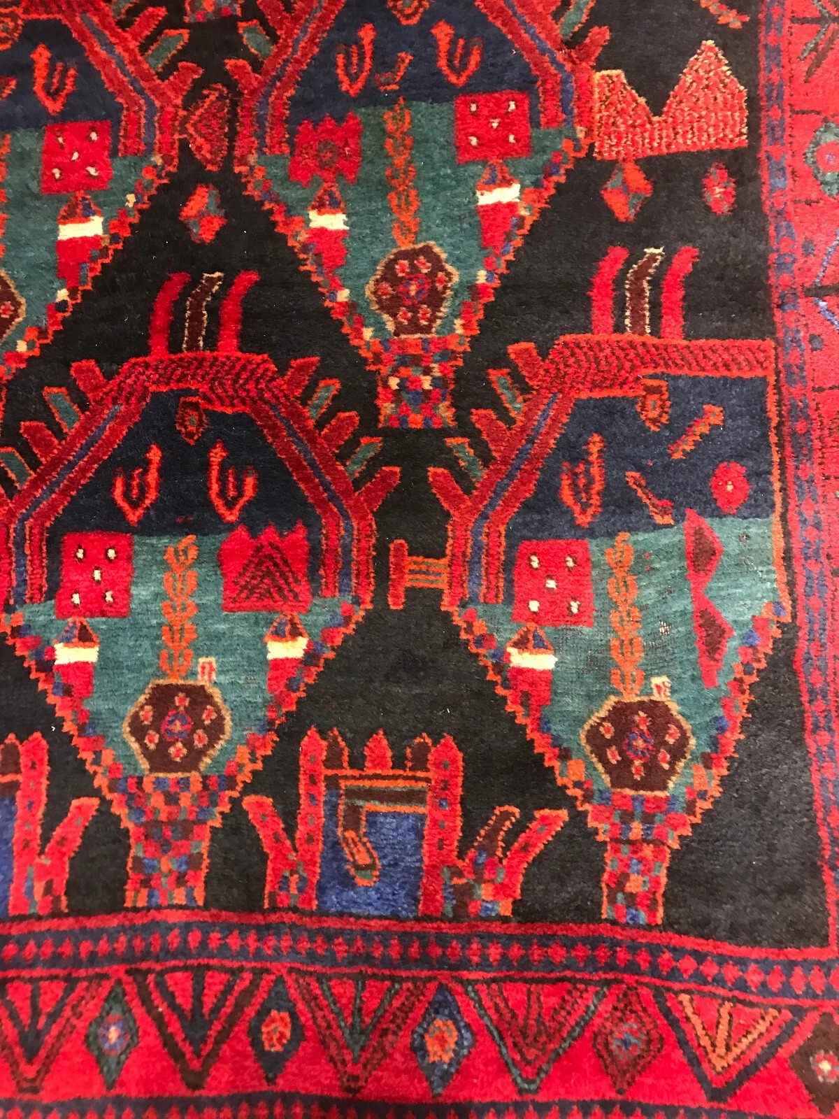 4.3 x 7.3 Vintage Tribal 100% Wool Hand Knotted Vegetable Dye Area Rug