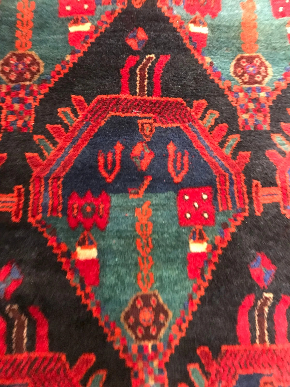 4.3 x 7.3 Vintage Tribal 100% Wool Hand Knotted Vegetable Dye Area Rug