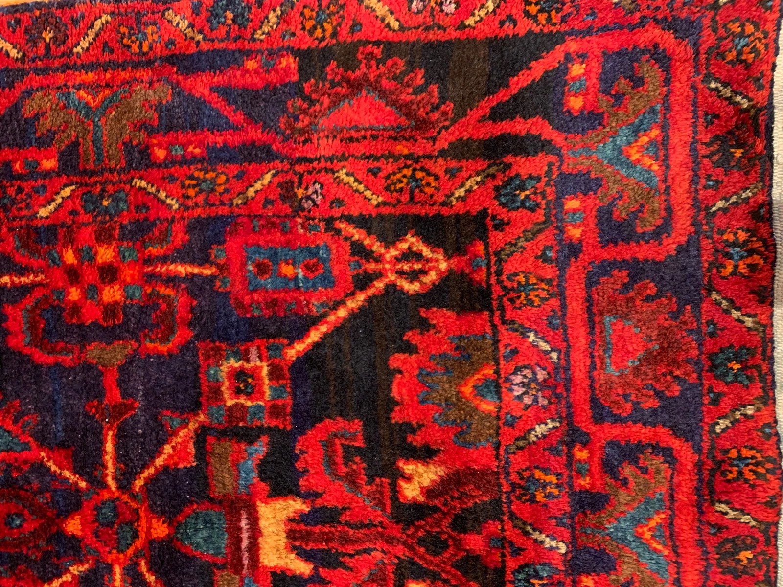 4.2 x 6.9 Vintage Tribal Red 100% Wool Hand Made Rug Vegetable Dye
