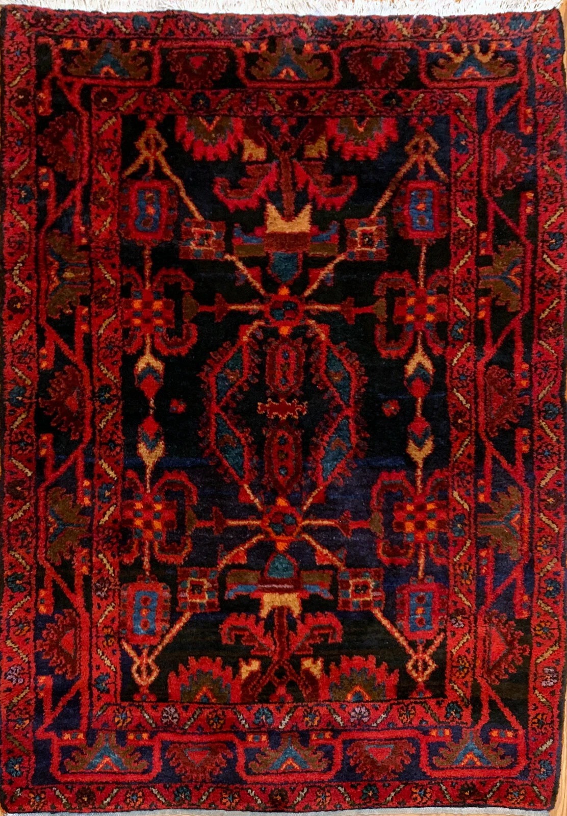 4.2  x 6.9  Vintage Tribal Red 100% Wool Hand Made Rug Vegetable Dye EB334842470641 Montaage