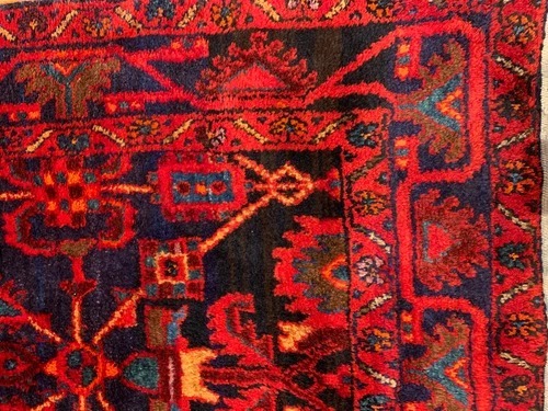 4.2 x 6.9 Vintage Tribal Red 100% Wool Hand Made Rug Vegetable Dye