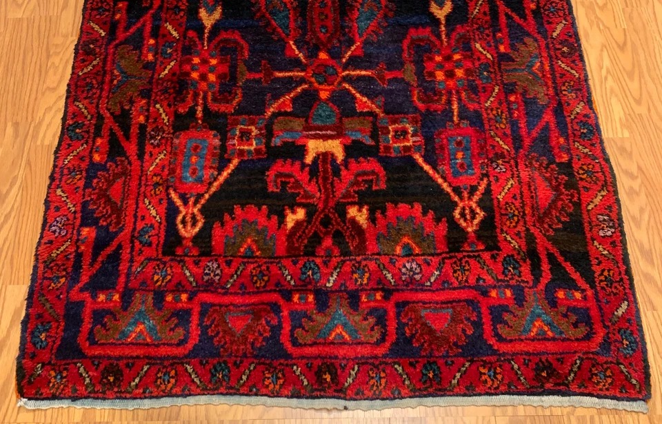 4.2 x 6.9 Vintage Tribal Red 100% Wool Hand Made Rug Vegetable Dye