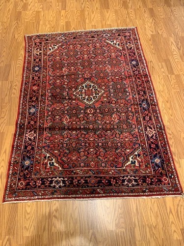 4.7 X 6.7 Vintage Tribal Coral Rose Hand Knotted 100% Wool Vegetable Dye Rug
