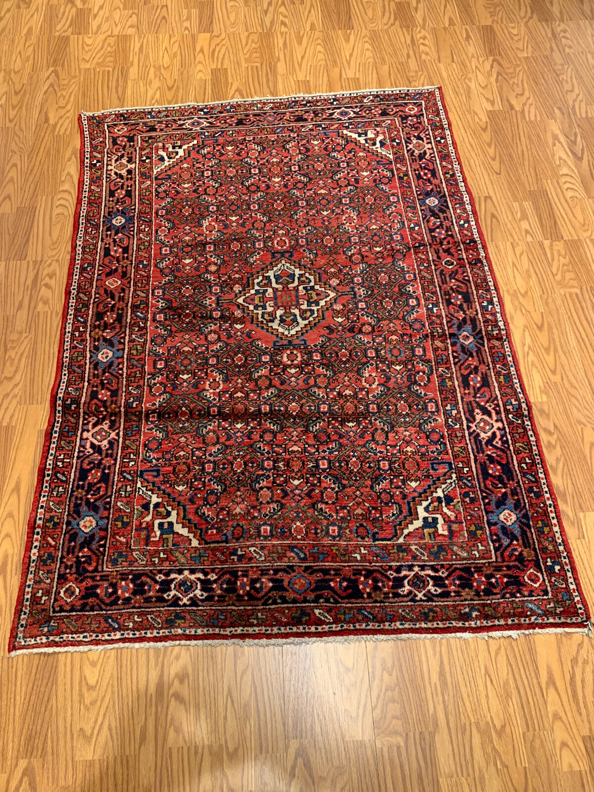 4.7 X 6.7 Vintage Tribal Coral Rose Hand Knotted 100% Wool Vegetable Dye Rug