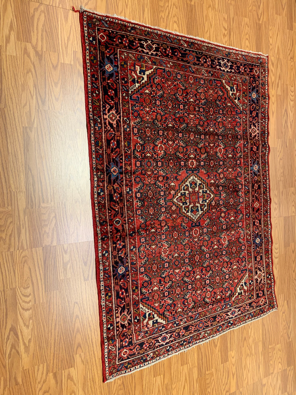 4.7 X 6.7 Vintage Tribal Coral Rose Hand Knotted 100% Wool Vegetable Dye Rug