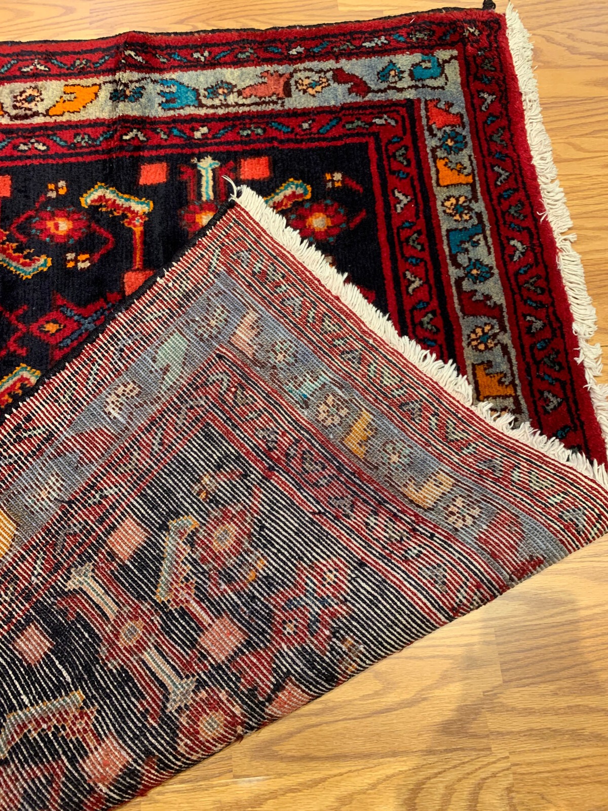 5 X 7.3 Vintage Navy Tribal Hand Knotted 100% Wool Vegetable Dye Rug