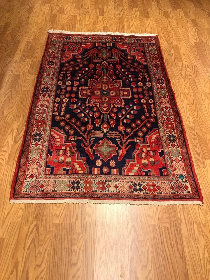 4.5 x6.10 Vintage Tribal 100% Wool Hand Knotted Vegetable Dye Area Rug