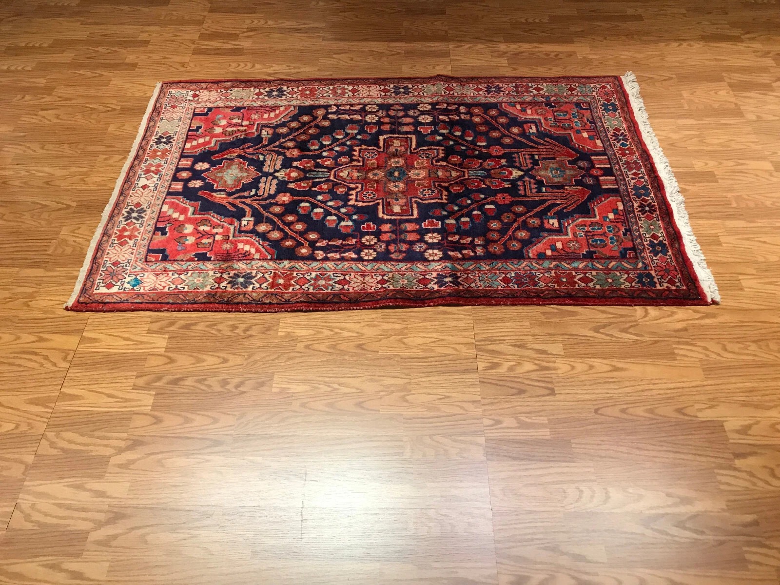 4.5 x6.10 Vintage Tribal 100% Wool Hand Knotted Vegetable Dye Area Rug