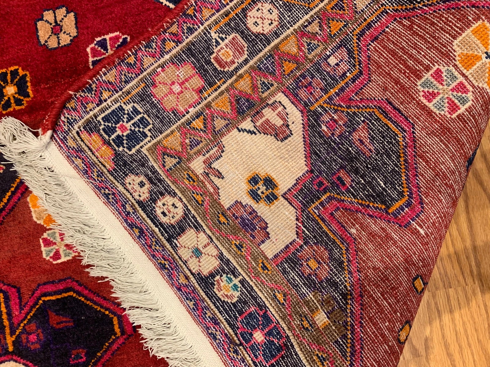 4.10 X 6.5 ft Vintage Tribal Red Hand Knotted 100% Wool Vegetable Dye Rug