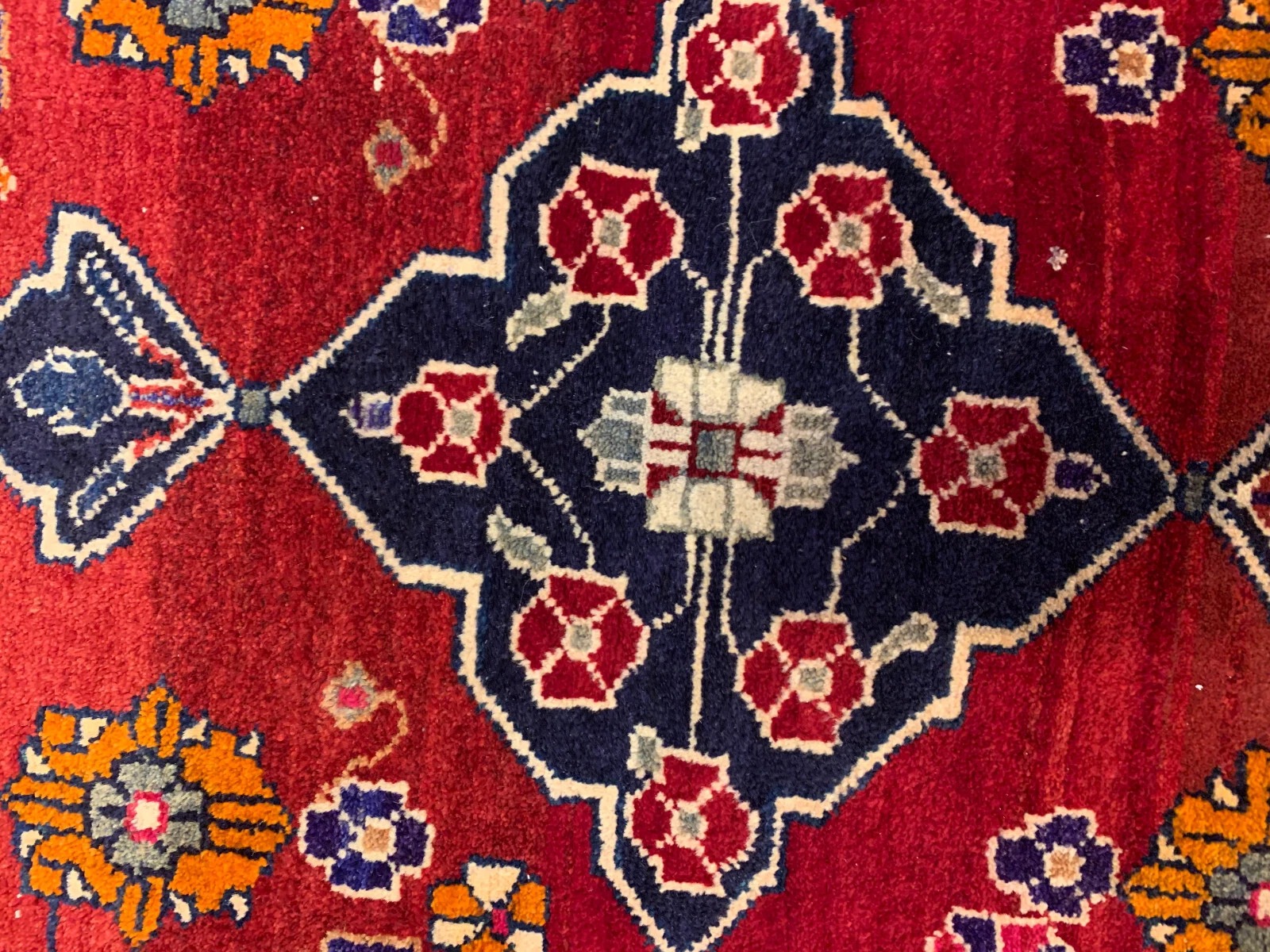 4.10 X 6.5 ft Vintage Tribal Red Hand Knotted 100% Wool Vegetable Dye Rug