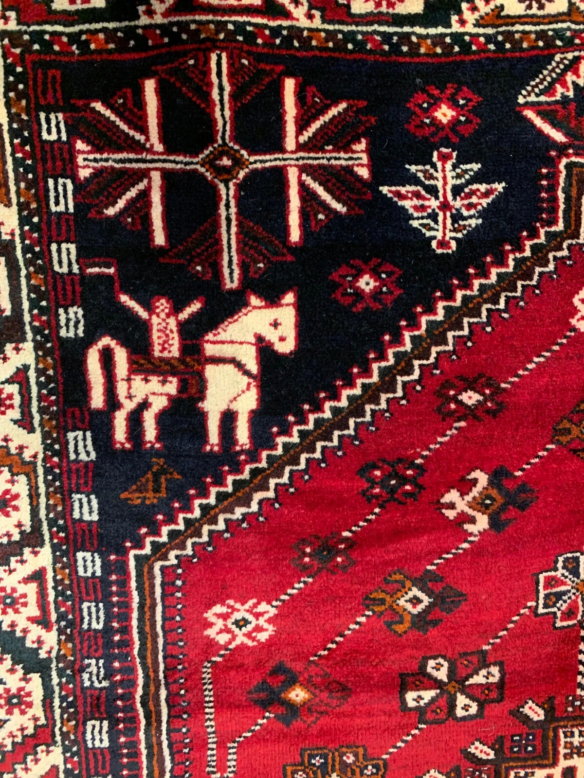 5.3 X 8.3 Vintage Tribal Navy Hand Knotted 100% Wool Vegetable Dye Rug