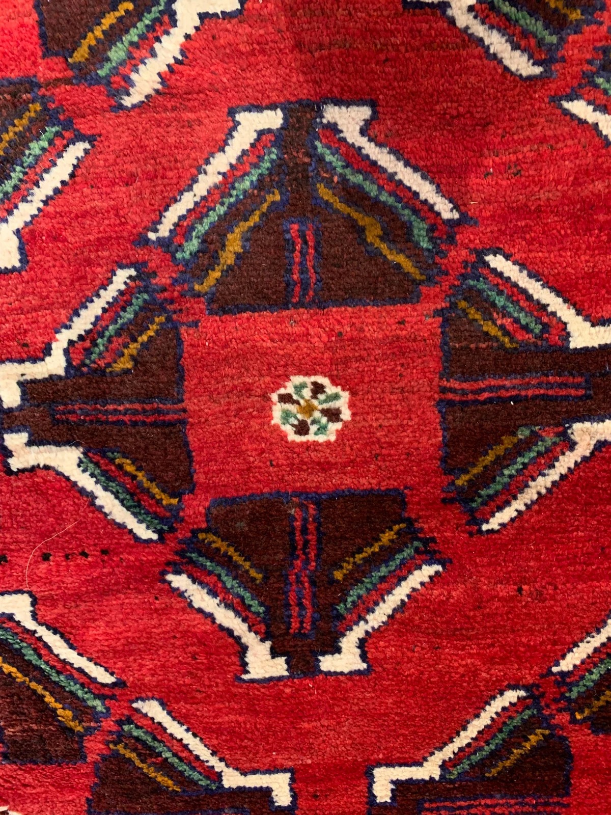 5.7 x 7.10 ft Vintage Tribal Geometric Red 100% Wool Vegetable Dye Rug