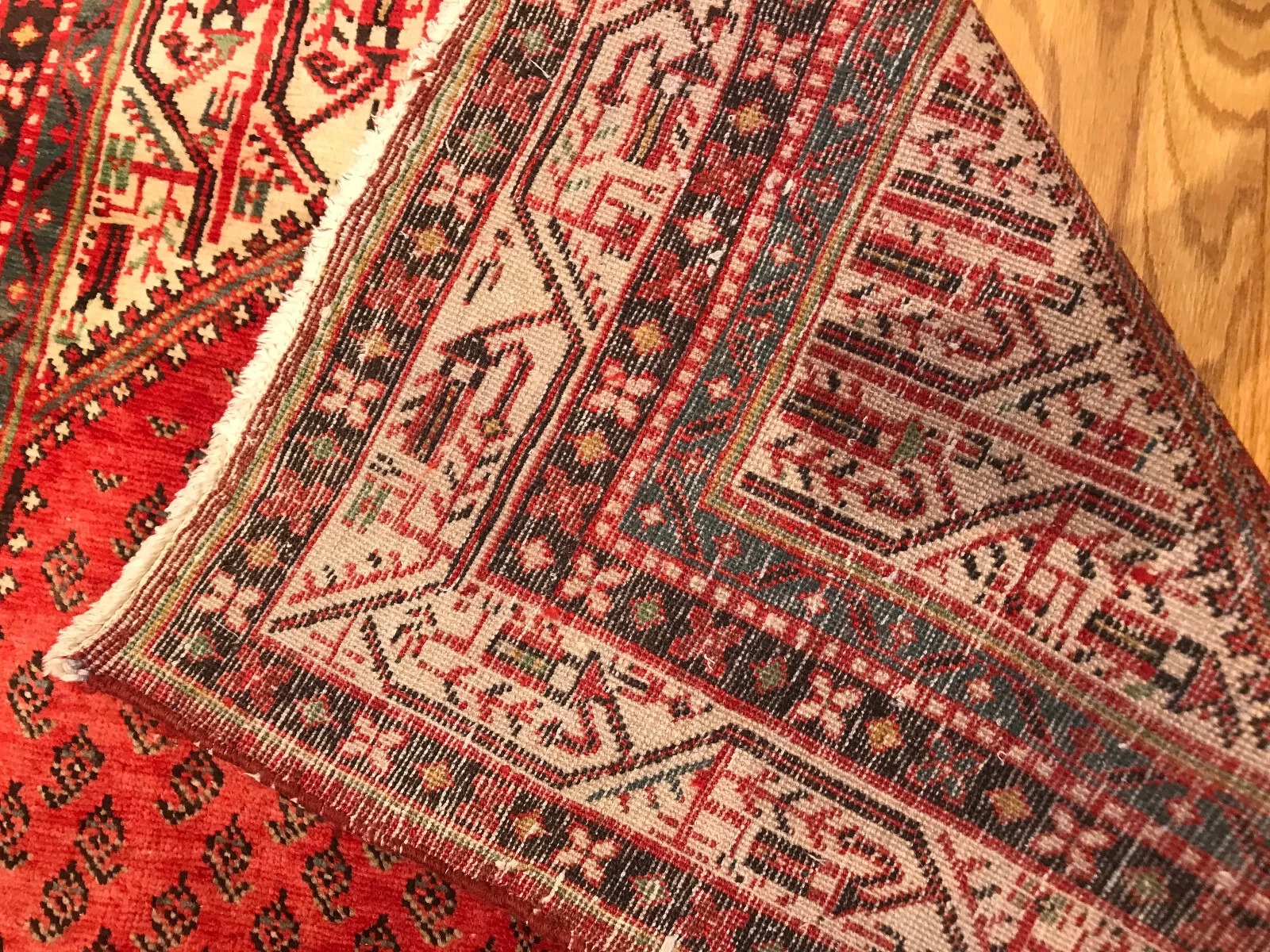 4.5 x 7.3 Vintage Tribal Geometric Black 100% Wool Vegetable Dye Rug