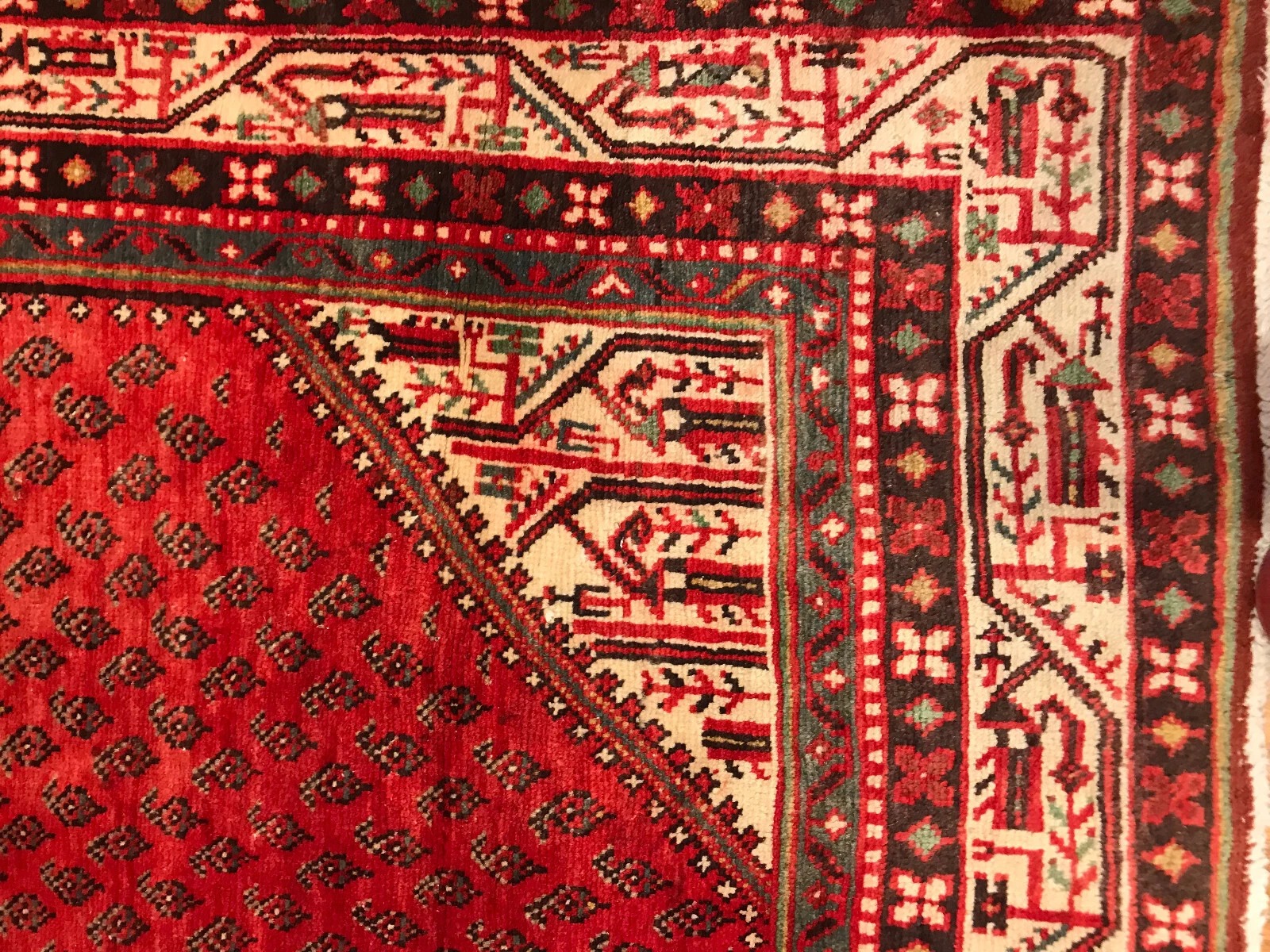 4.5 x 7.3 Vintage Tribal Geometric Black 100% Wool Vegetable Dye Rug