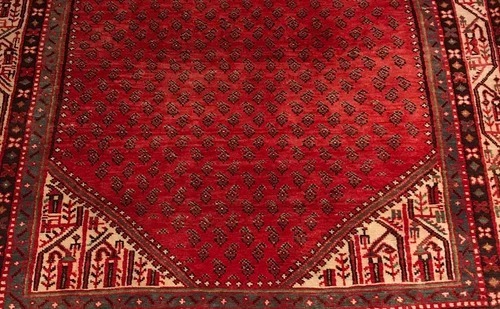 4.5 x 7.3 Vintage Tribal Geometric Black 100% Wool Vegetable Dye Rug