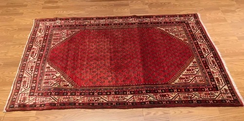 4.5 x 7.3 Vintage Tribal Geometric Black 100% Wool Vegetable Dye Rug