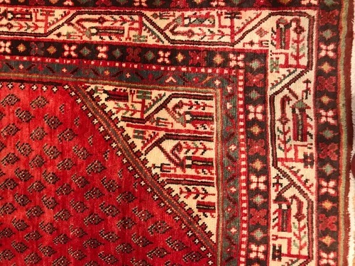 4.5 x 7.3 Vintage Tribal Geometric Black 100% Wool Vegetable Dye Rug