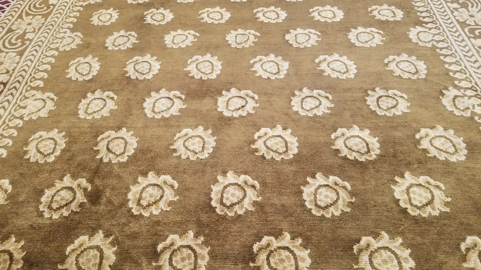 8 x 10 Brown Indo Nepal Modern Hand Knotted Wool Rug