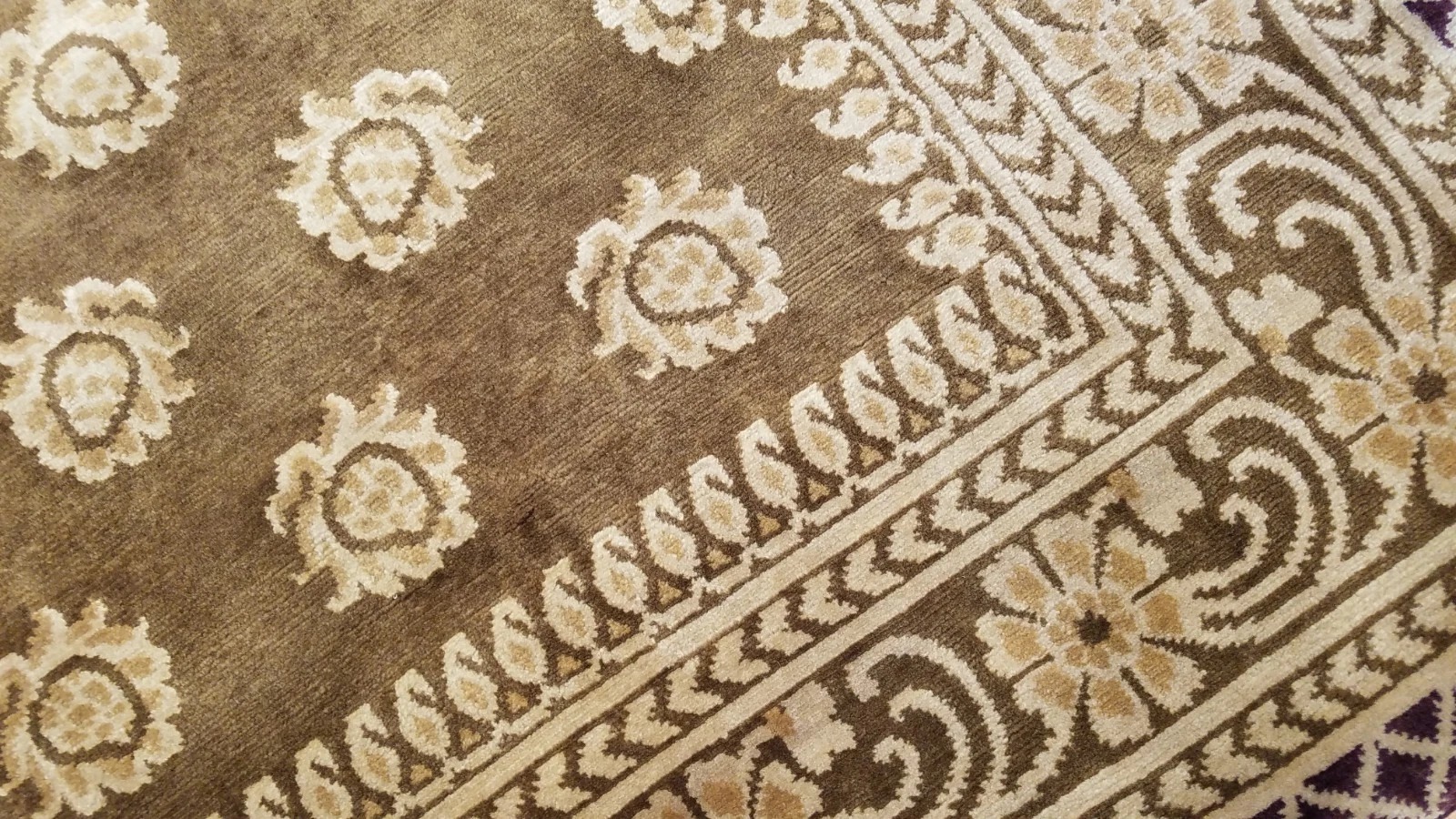 8 x 10 Brown Indo Nepal Modern Hand Knotted Wool Rug