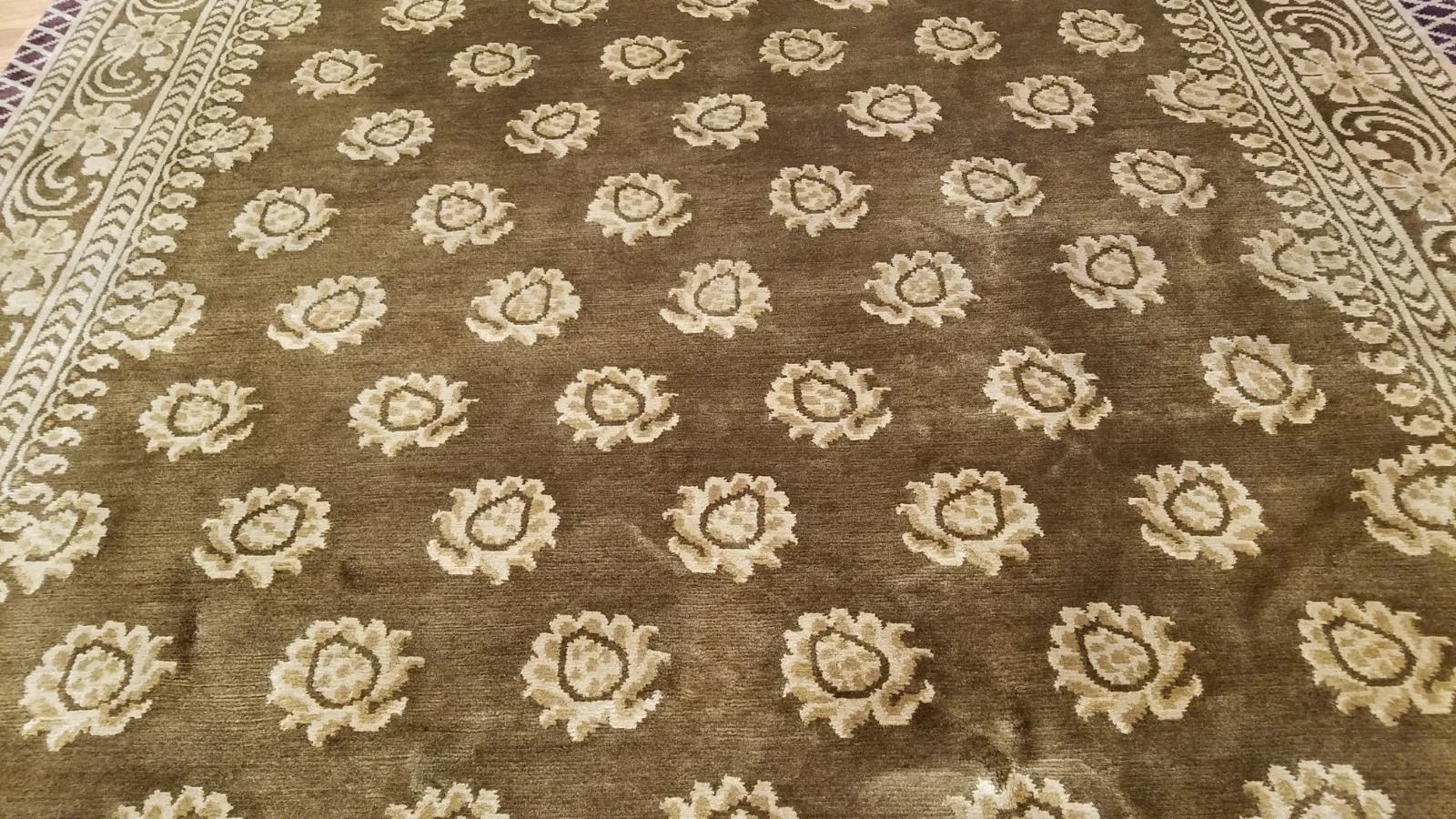 8 x 10 Brown Indo Nepal Modern Hand Knotted Wool Rug